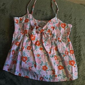 White Tie Front Camisole with Relaxed Fit